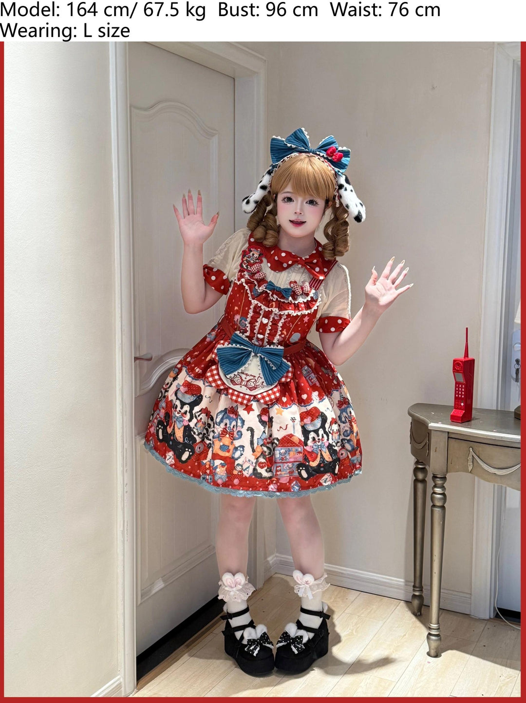 Star Fantasy~The Dogs Party~Kawaii Lolita Dress Set with JSK Salopette and Shirt