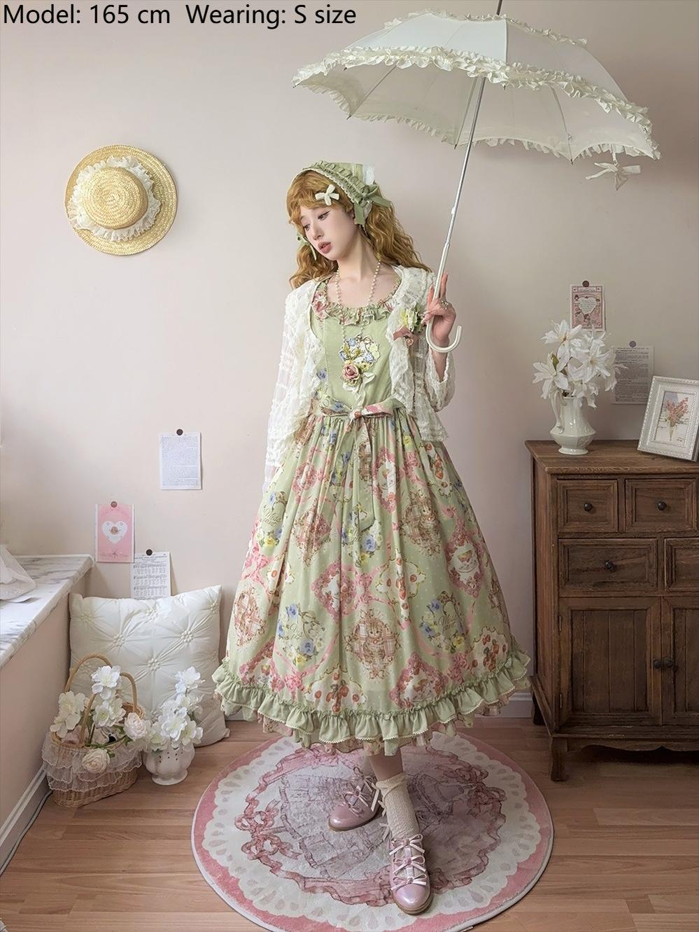 Miss Point~Cat Rose Tea~Sweet Lolita Tulle Cardigan and Long Skirt Overlay 42141:728323