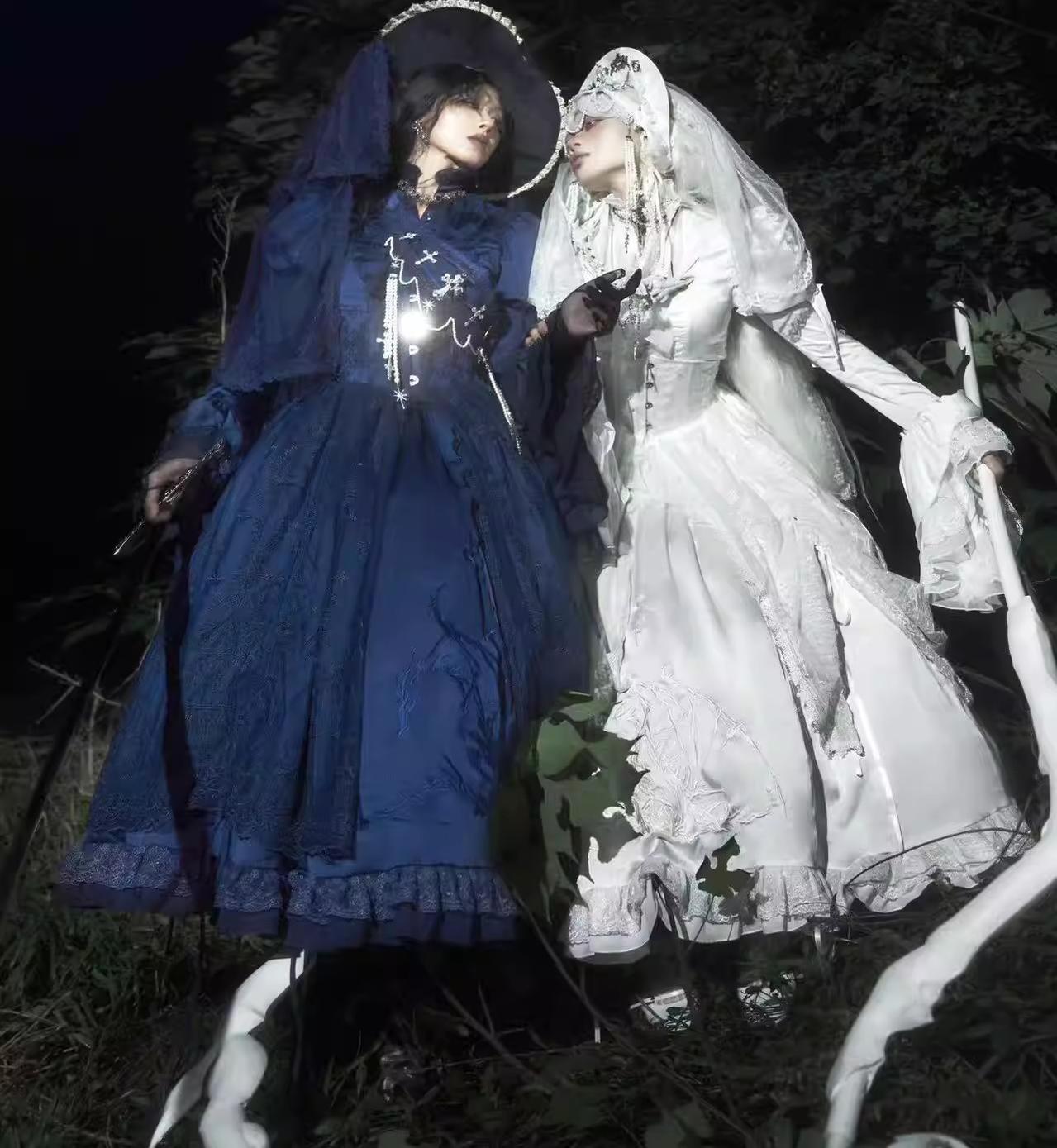 Dragon Bone - Gothic Lolita Blouse, Irregular Swallowtail Flounce Hem