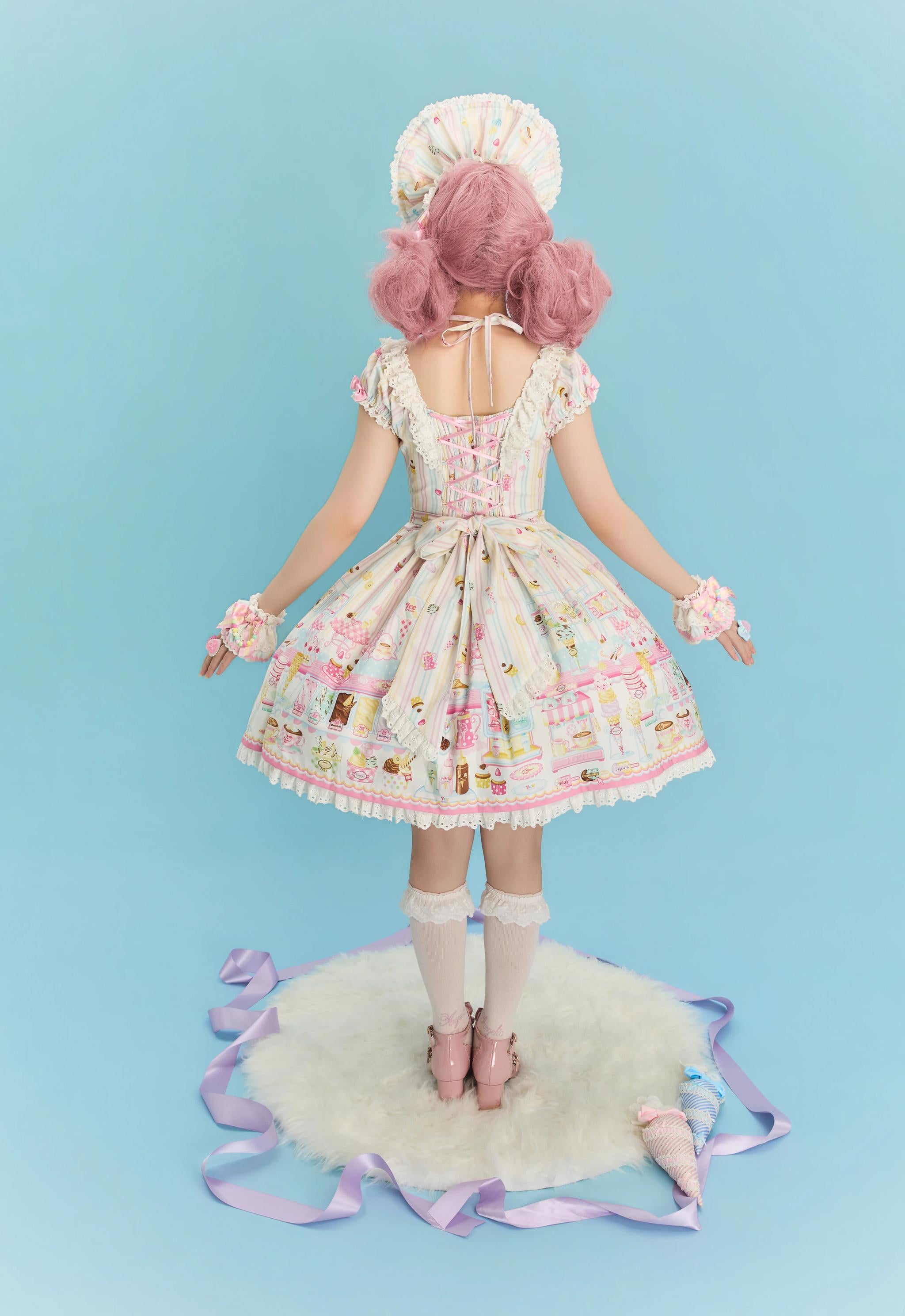 Summer Ice Cream Tale - Old School Lolita Ice Cream Printed OP & JSK Dress 45684:858671