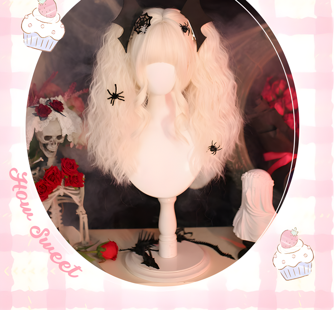 Dalao Home~Wu Wu~Platinum Blonde Lolita Wig Gothic Detachable Curl Ponytails   