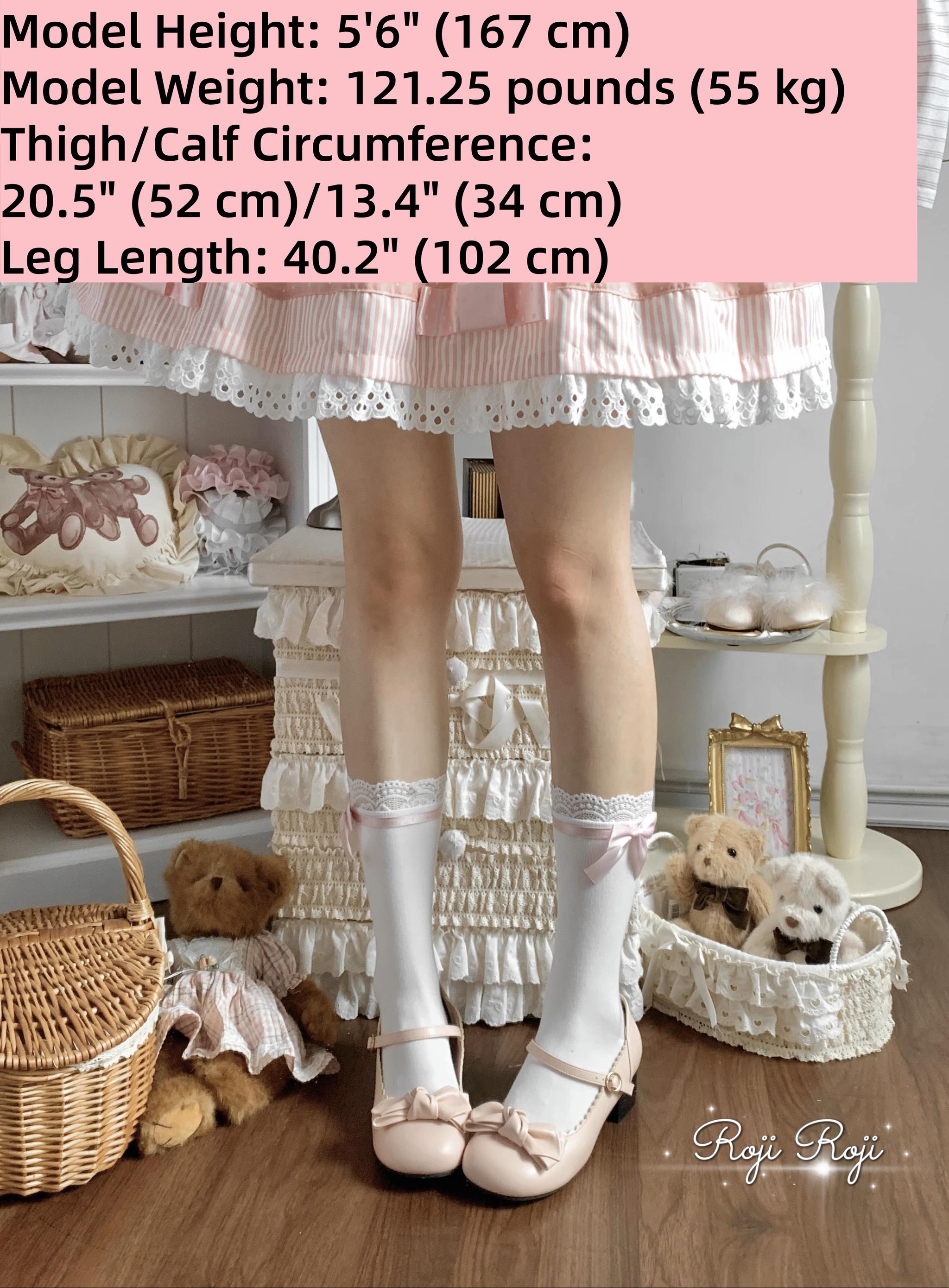 Roji Roji - Sweet Lolita Socks With Lace & Bow Details 43796:785842