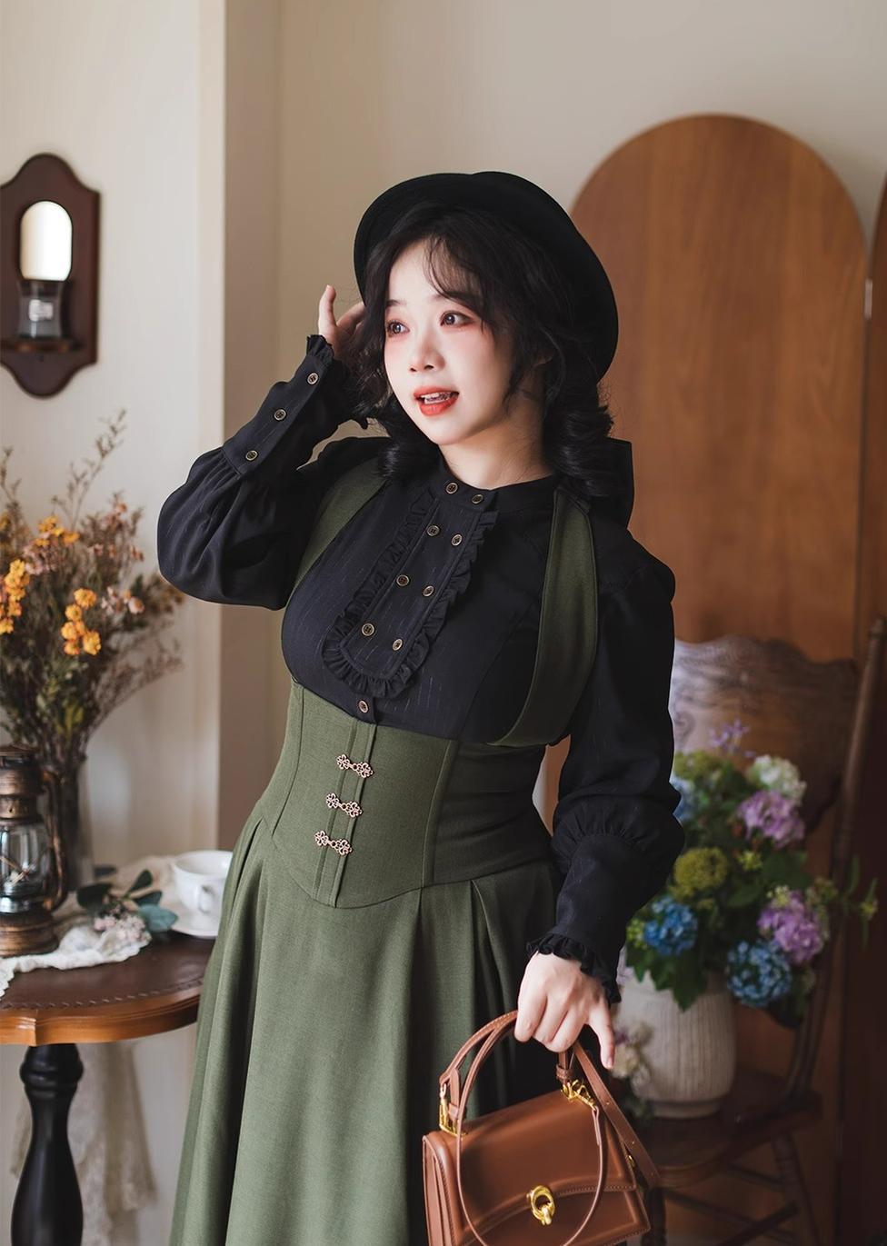 Forest Wardrobe - Vintage Lolita Fishbone Halter SK, Autumn Jacket 39620:634346