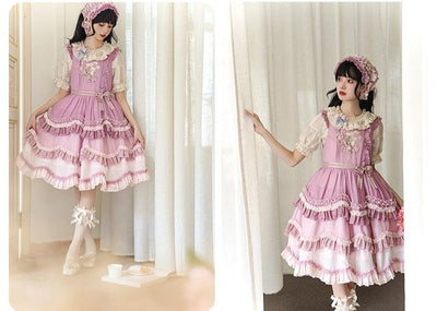LittlePlum~Iukami Flower~Gradient Kawaii Lolita OP Dress Summer JSK   