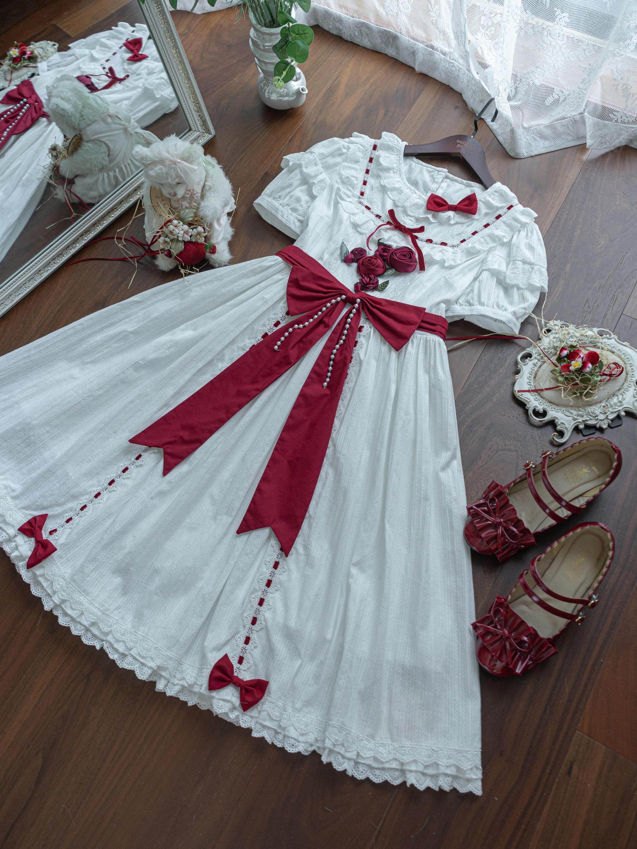 Moon Rose Poem - Classic Lolita OP Dress with 3D Rose Ornaments 45475:850539