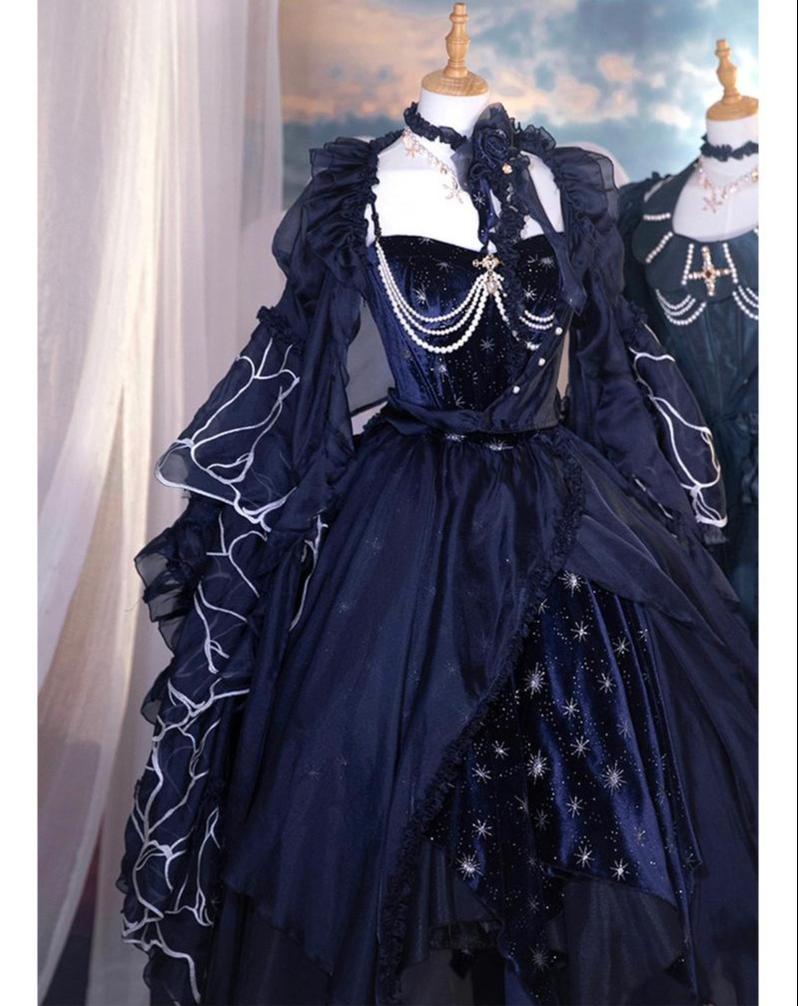 Atlantis - Gorgerous Classic Lolita Star Velvet JSK & Corset Skirt Set 45514:852577