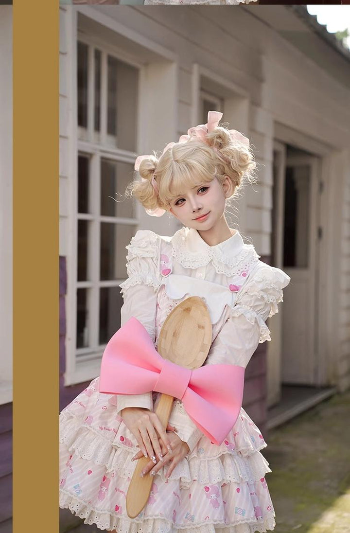 Confession Balloon~MBianyi Nuo Cream Pinafore~Sweet Lolita Loose Salopette Tiered Skirt 40690:673208