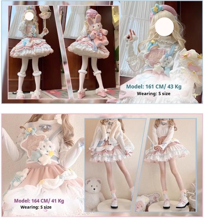 Mewroco~Lucky Star~Winter Sweet Lolita SK Kawaii Cat Ear Cape Suit 40052:650060