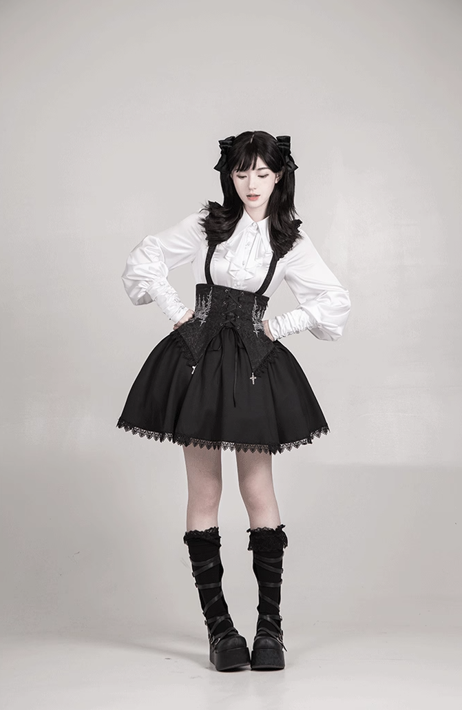 With PUJI~Thorny Night~Gothic Lolita Bust-supporting Skirt With Removable&Adjustable Strap 43203:770705