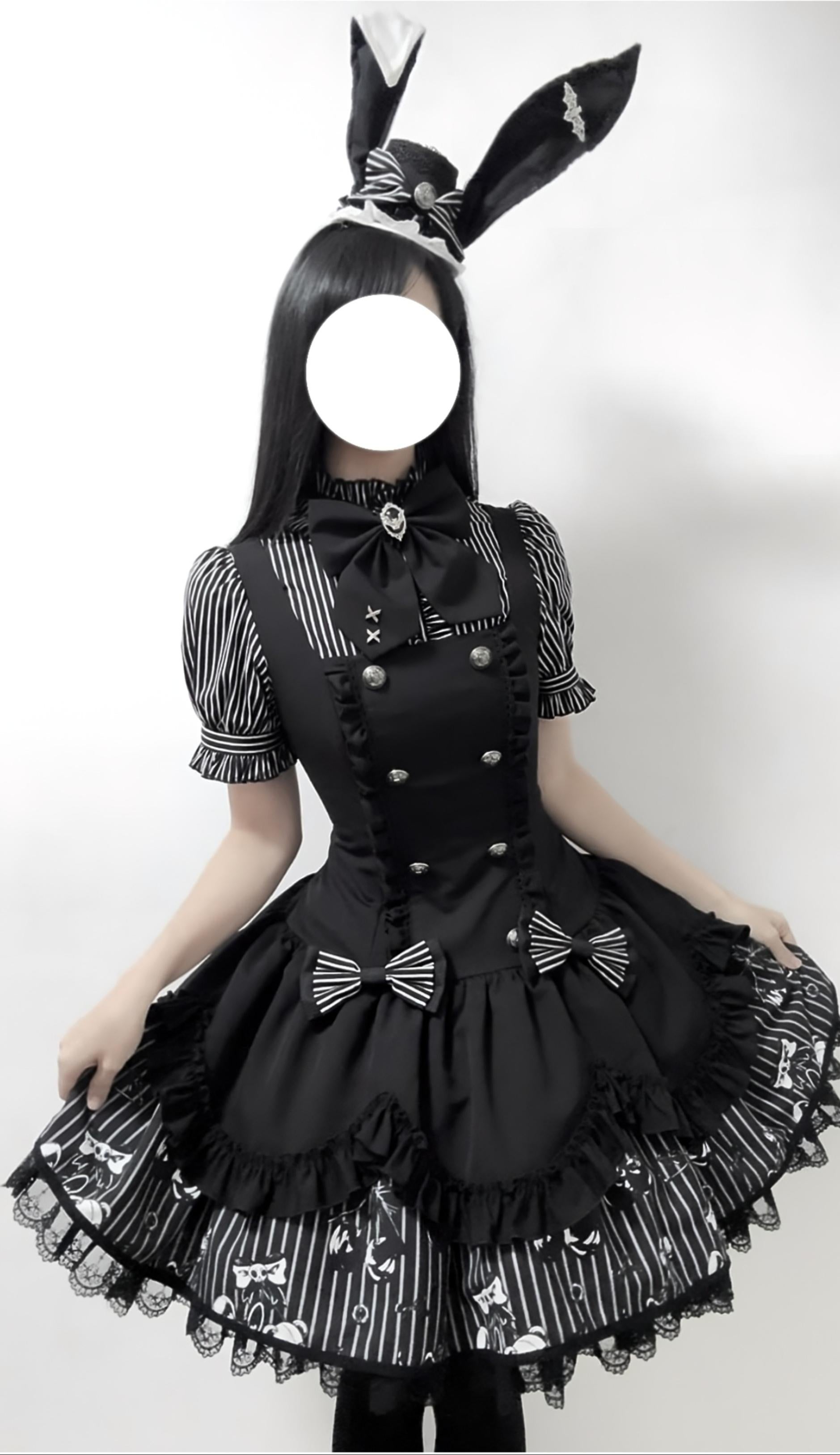 Dark Lord - Gothic Lolita Striped JSK Set, Skull Print 44837:825307