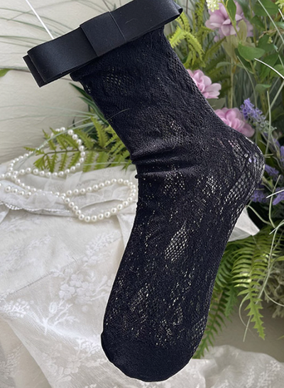 WAGUIR~Sweet Lolita Ballet  Kownot Lace Socks free size black 