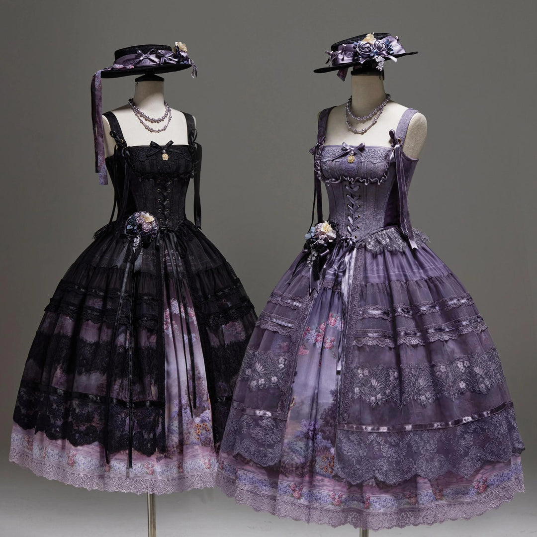 ZUOlanrichen~Romantic Rose~Classic Lolita Dress Set Printed JSK Skirt with Bodice