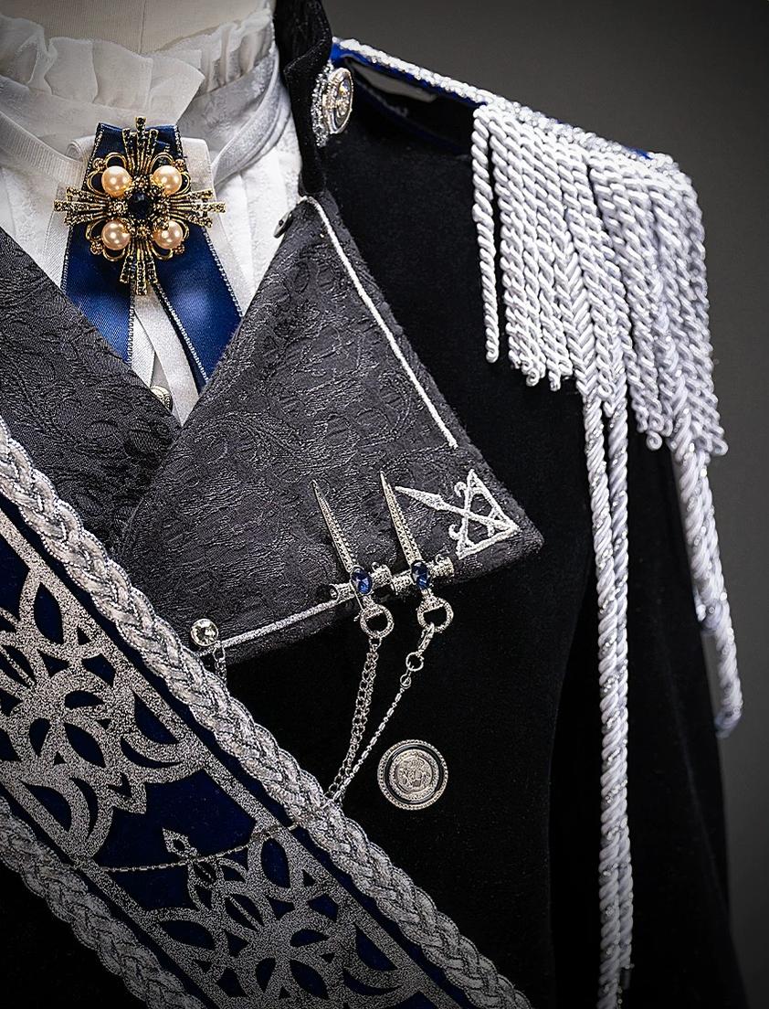 Canticle of Rites - Military Ouji Lolita Jacket & Shorts Set, Detachable Train 46053:873819