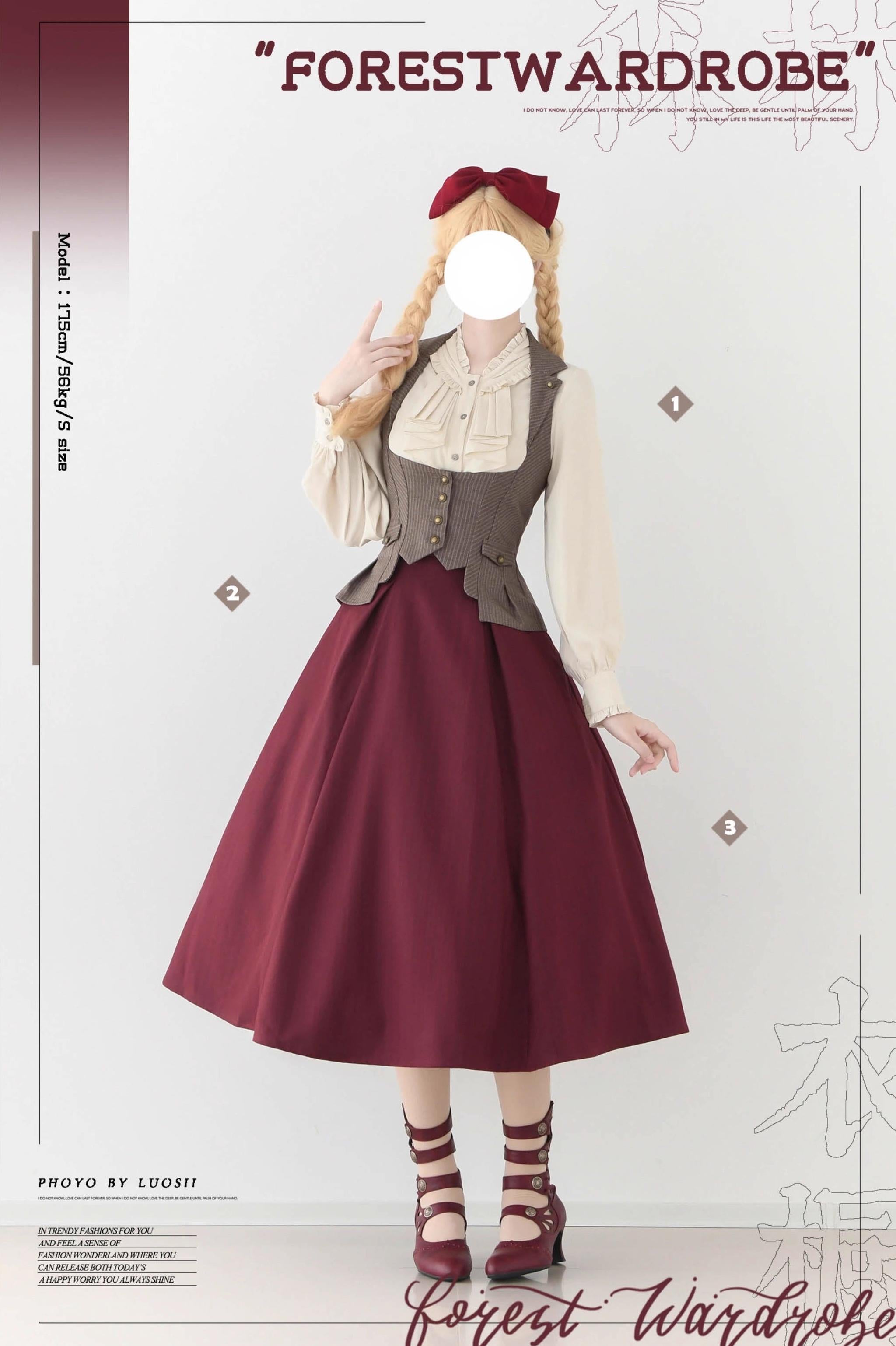 Forest Wardrobe - Forest Contract - Classic Lolita Striped Vest, Elastic Waist 43921:790177
