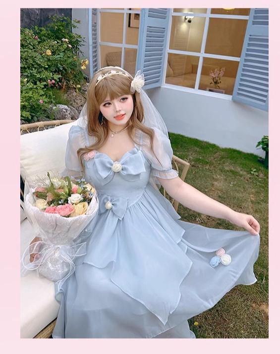 Yingtang~Plus Size Lolita Pink Gorgeous OP Dress Princess Trailing Dress   