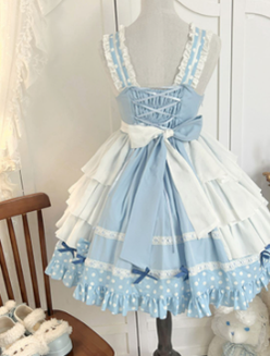 OCELOT~Wave Heart Robbery~Sweet Lolita Summer Sky Blue Dress   