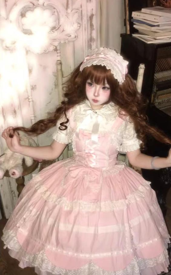 Cream Petal - Cotton Old School Lolita JSK, Layered Tiered Hem 44538:812502