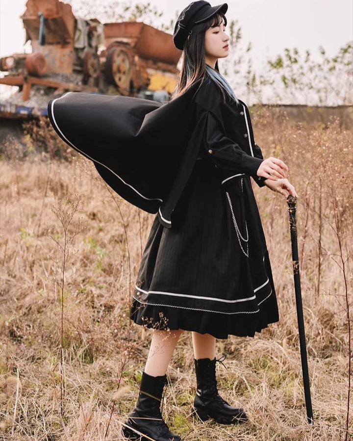 (BFM)With Puji~Devoted War Machine~Military Lolita Black OP Dress and Cloak   