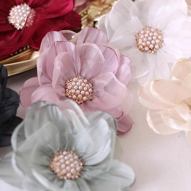 Xiaogui - Elegant Lolita Headdress Organza Flower Hairpin