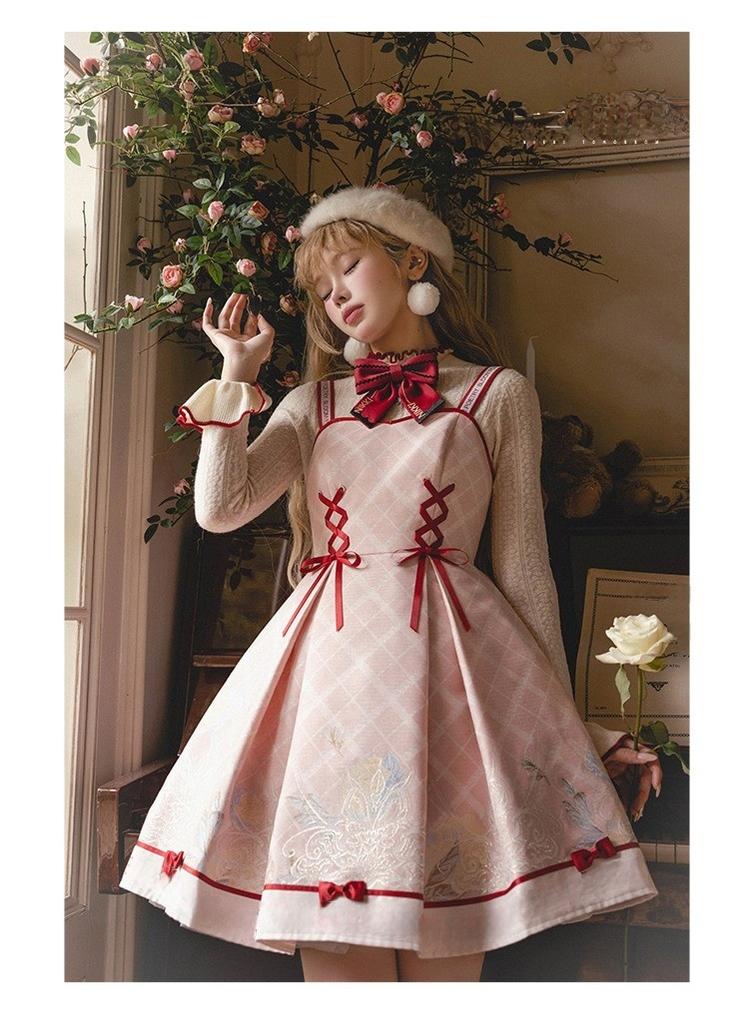 Nikki Tomorrow~Poetic Bloom~Pink Sweet Lolita JSK Dress and Sweater