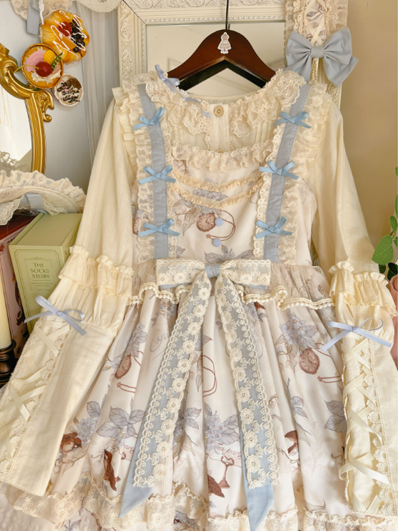 3 Puppets~Elegant Lolita Bear Embroidery Mutton Sleeve Blouse   