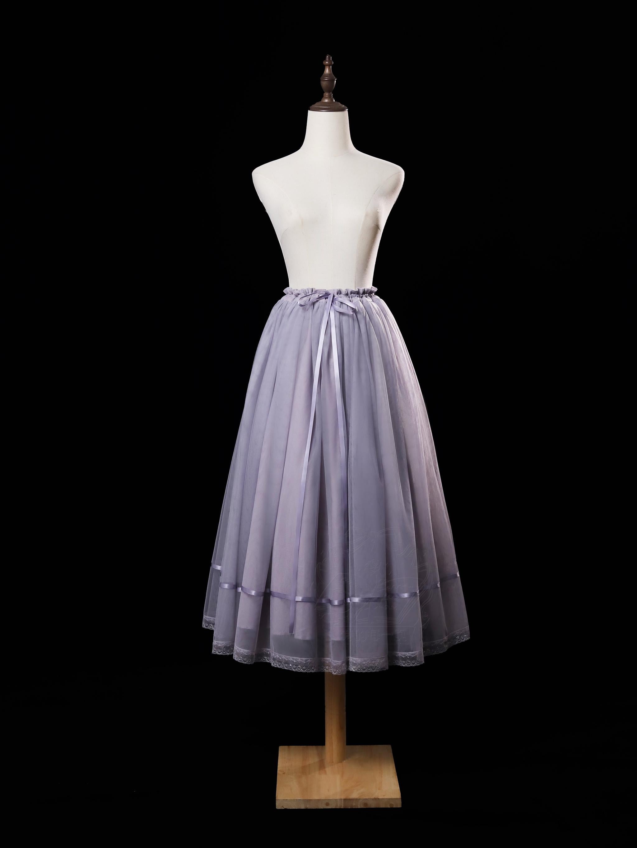Moonlight Ode - Classic Lolita Lace Halter-neck Blouse & Tulle Skirt Set (Large Small) 45447:849175