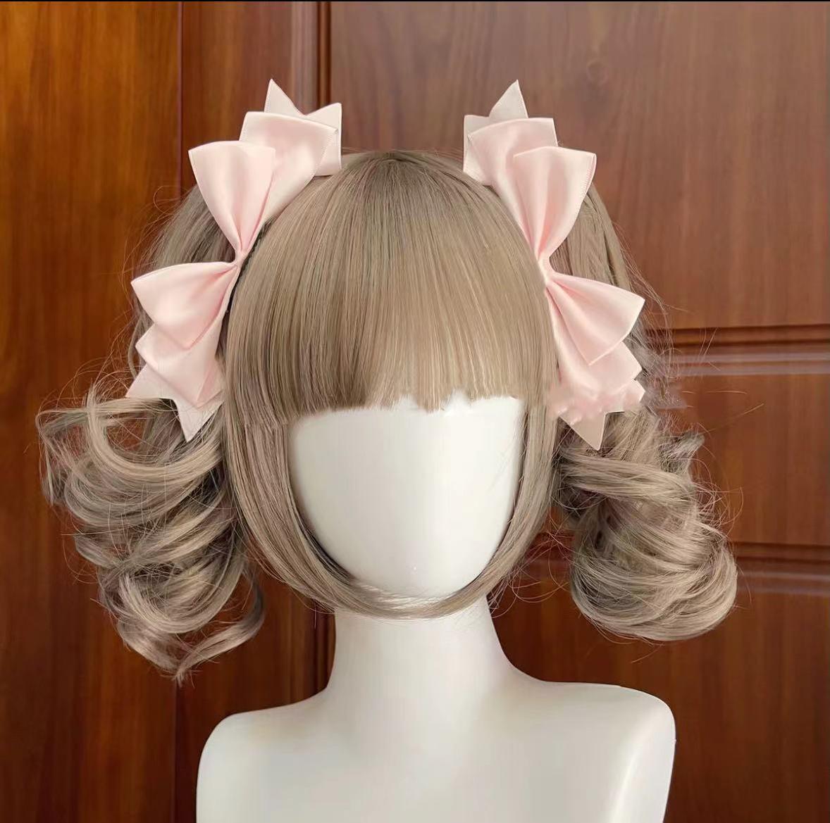 BeiBei Handmade~Kawaii Lolita Hair Clip Bow JK Side Clips Light pink  