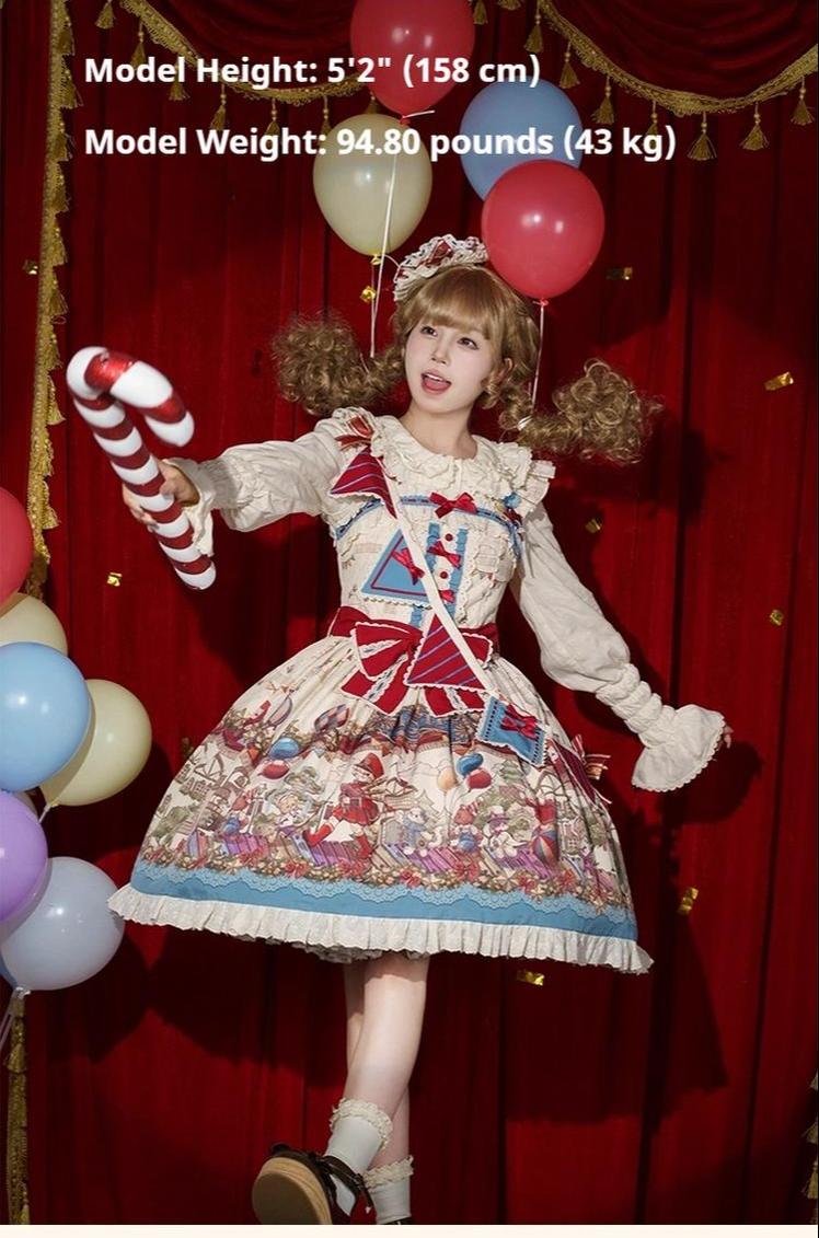 Urtto - Flower Street Parade - Kawaii Lolita JSK Dress, Circus Print