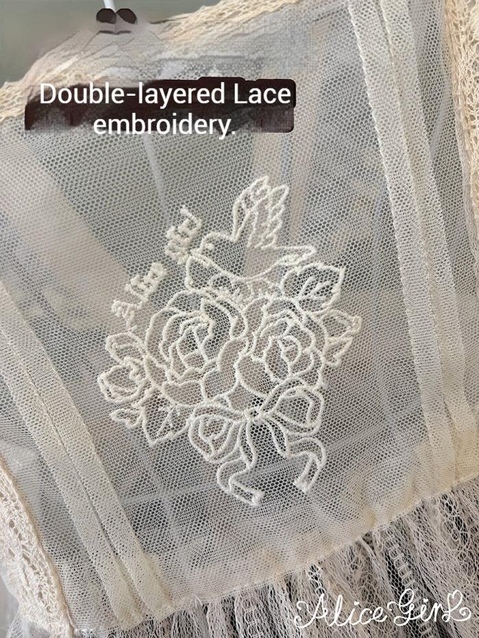 Alice Girl~Elegant Lolita Embroidered Apron with Adjustable Strap 42988:761133