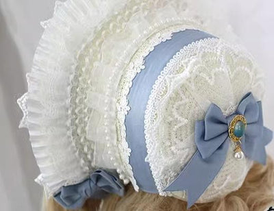 Xiaogui~Elegent Lolita Bonnet Bows Straw Hat   
