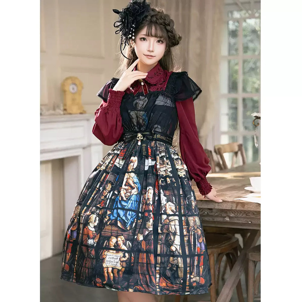 Surface Spell~Ship to Wonderland~Classic Lolita Shirt With Vine Embroidery/Brooch