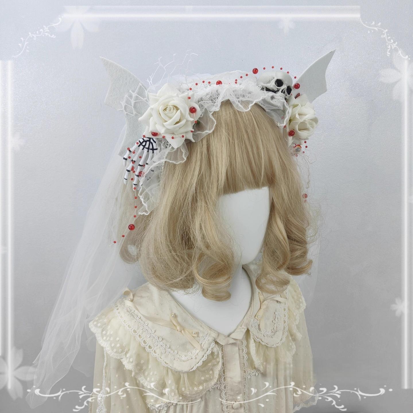 Cocoa Jam - Halloween Gothic Lolita Accessories, White Bride Style 43903:789547