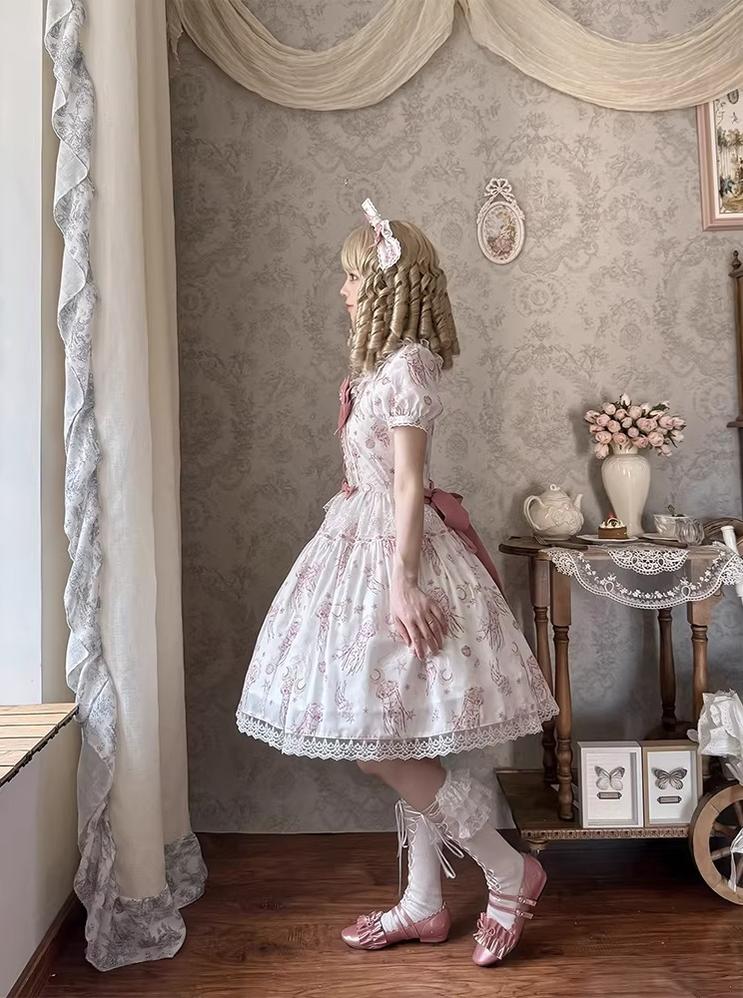 Starry Jellyfish - Printed Classic Lolita JSK Dress, Short Sleeve OP