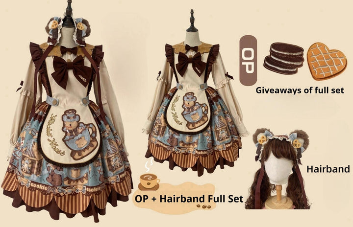 Star Fantasy~Bear Biscuit~Sweet Lolita Dress Winter Lolita OP and Salopette   