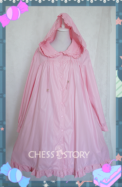 Chess Story~Sweet Rainbow~Elegant Lolita Raincoat Loose Windbreaker M pink 