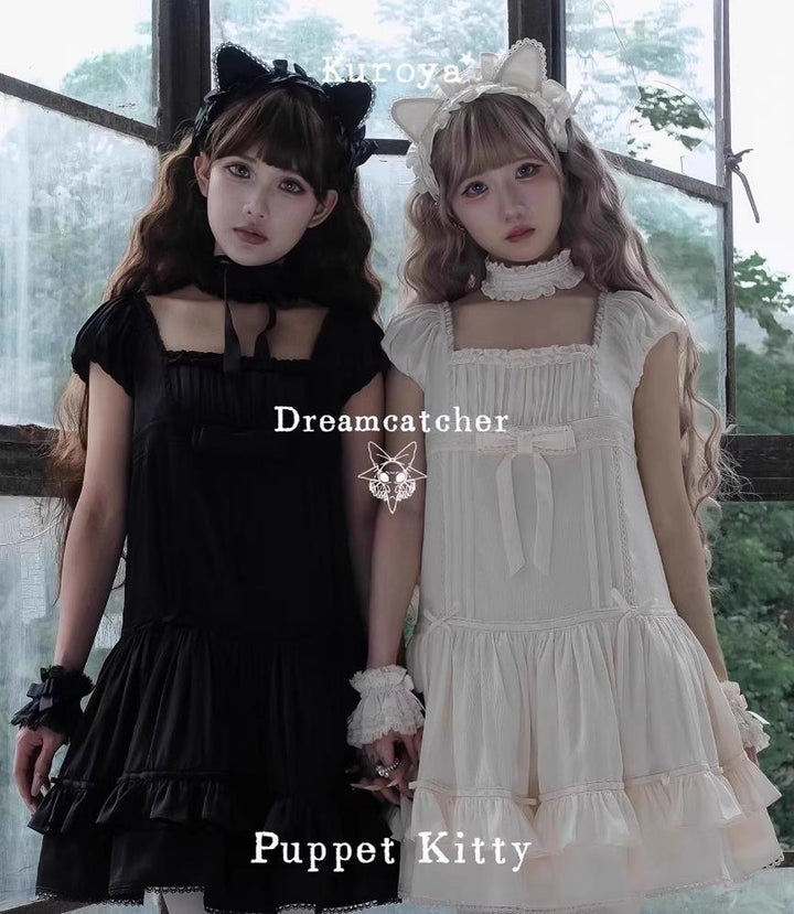 Kuroya~Dreamcatcher~Twin Lolita OP Set Bunny & Kitty Inspired Dress Suit 42987:761228