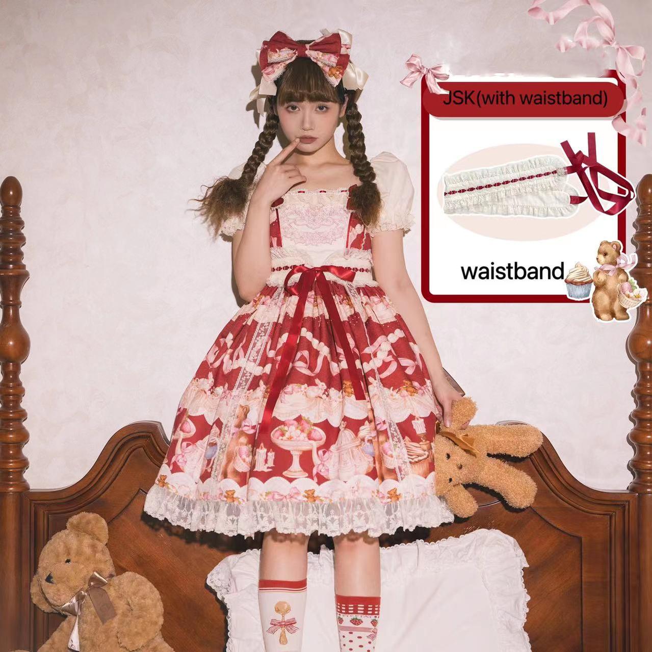 3 Puppets~Midsummer Fairy Tale~Sweet Lolita Jumper Dress Elegant OP S JSK- Red 