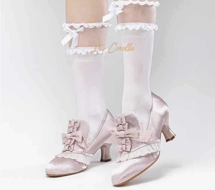 (BFM)Iris Corolla~Mary Queen A~Elegant Lolita Shoes Bow High Heel Wedding Shoes   