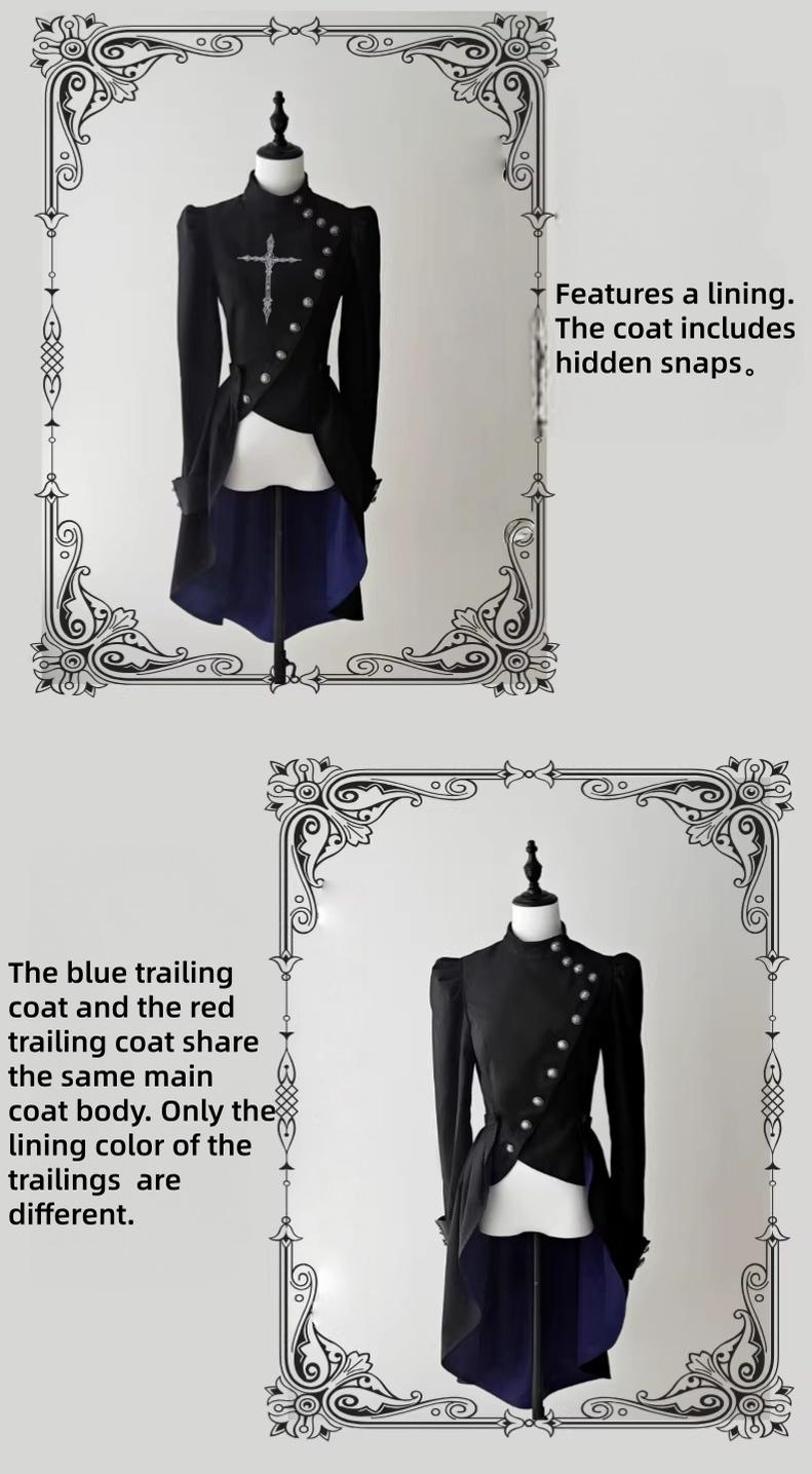 White Night Sonata - Ouji Lolita Embroidery Coat, Detachable Trailing