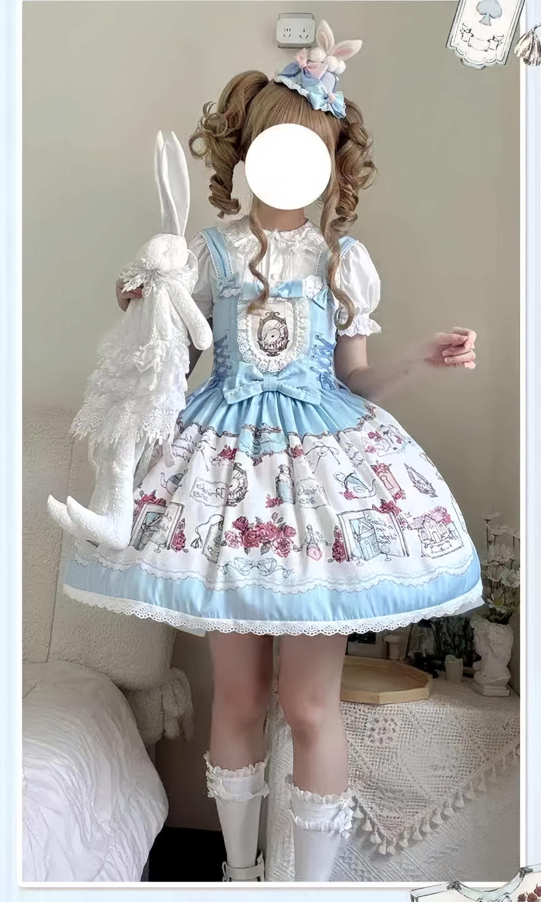 MeowMeow - Rabbit Collection Box - Bunny Print Kawaii Lolita JSK Dress, 3 Colors 43367:776567
