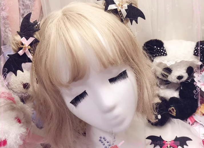 Pearl Rabbit Handmade - Halloween Gothic Lolita Bat Wings Shaped Side Clips