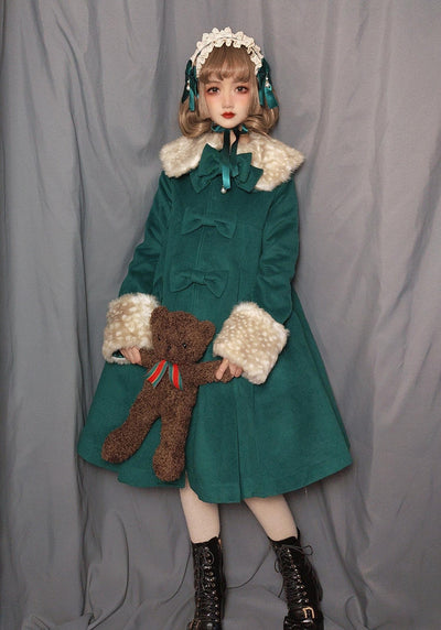 Unideer~Winter Lolita Coat Wool Bow Overcoat   