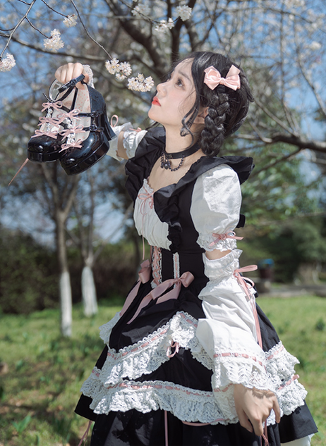Pure Tea For Dream~Sweet Lolita Platform Pearl Bow Shoes 16296:217912