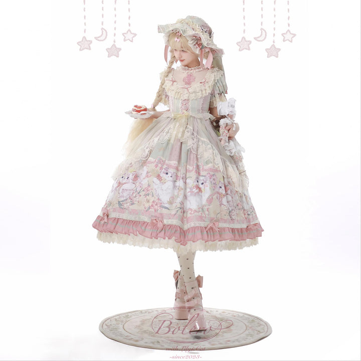 Bolero~Liliana Cat~Sweet Lolita Gorgeous OP Dress with Soft Lace & Organza