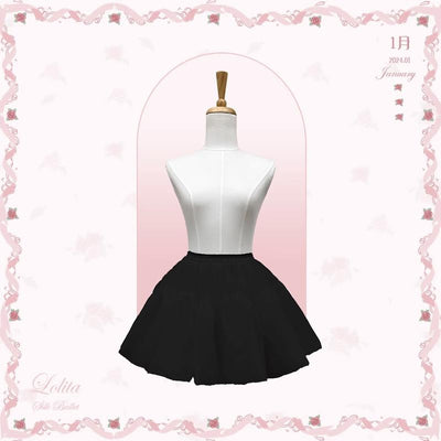 Flower And Pearl Box~Silk Ballet~Sweet Lolita Petticoat Anti-Glare Free size Black 
