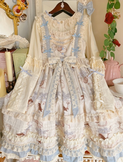 3 Puppets~Elegant Lolita Bear Embroidery Mutton Sleeve Blouse   
