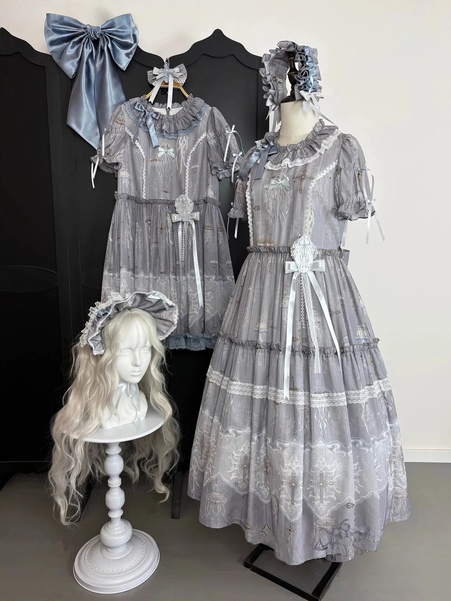 Moonlit Sea Realm - Cotton Lined Classic Lolita OP and JSK Dress, Jellyfish Print 45508:850461
