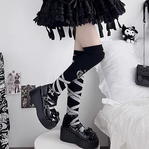 (BFM)Bondora~Devil Cross~Punk Lolita Shoes Cross High Platforms Shoes   