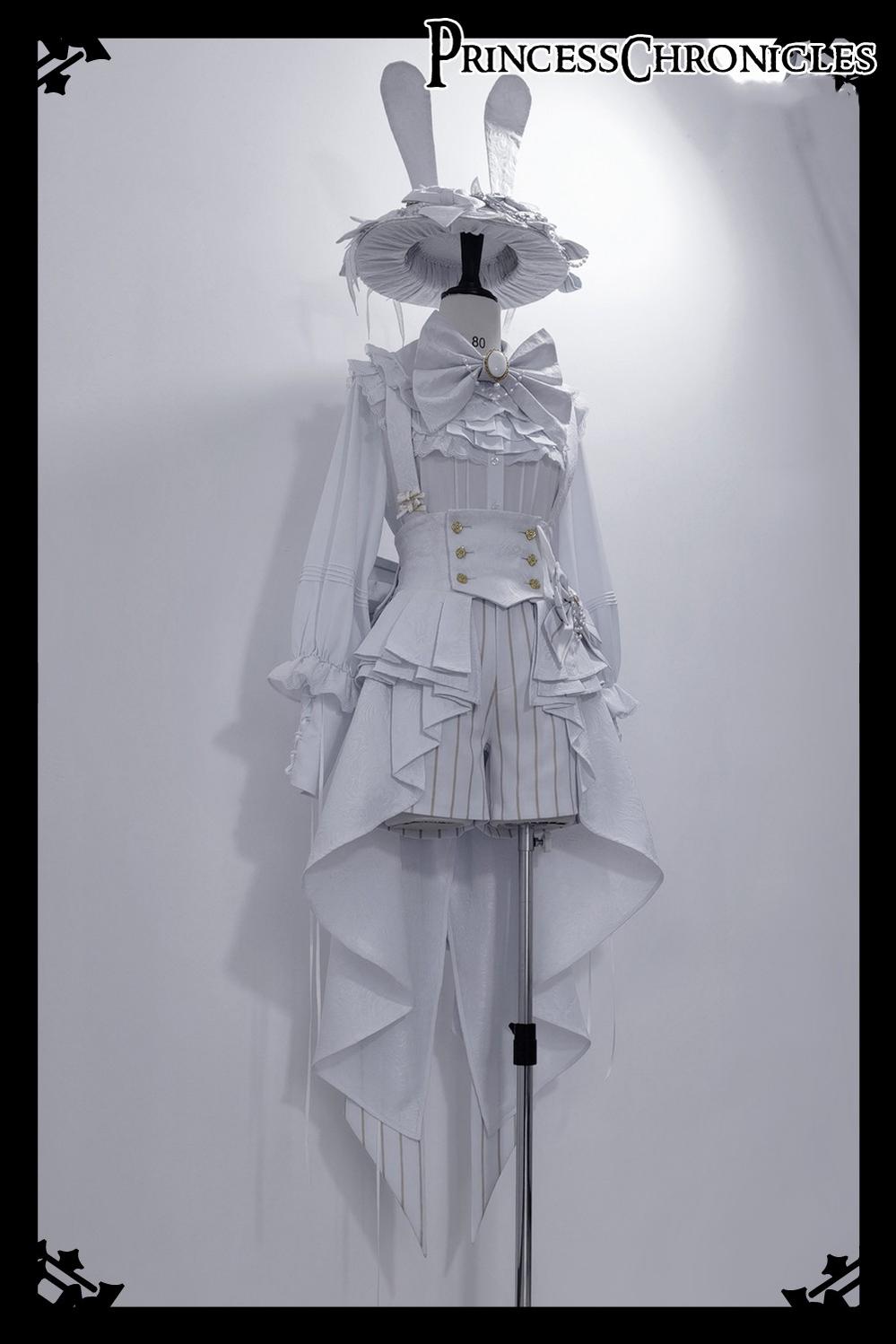 Princess Chronicles~Rabbit Theater White Moonlight~Ouji Lolita Shorts Set Corset and Rabbit Hat Accessory 37294:555126
