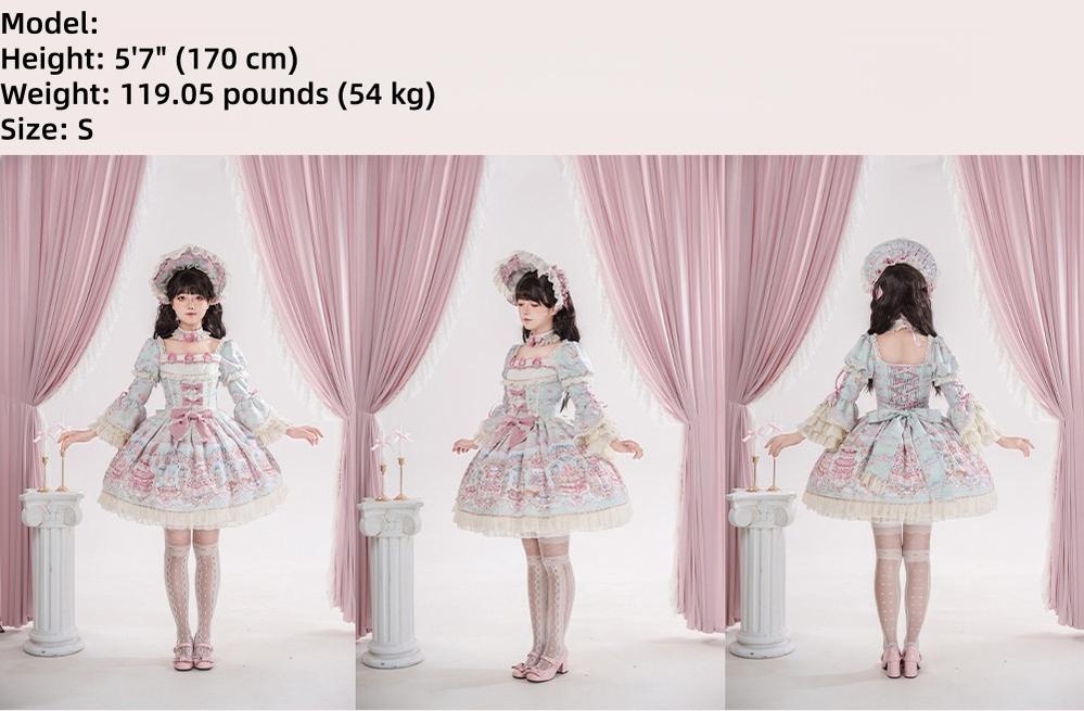 Victorian Cake - Classic Lolita OP Dress, Strawberry Cake Print